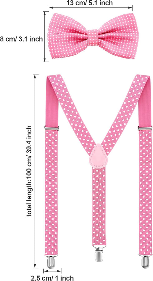 SATINIOR Suspender and Bow Tie Set 80s Clip on Suspenders for Men Women...